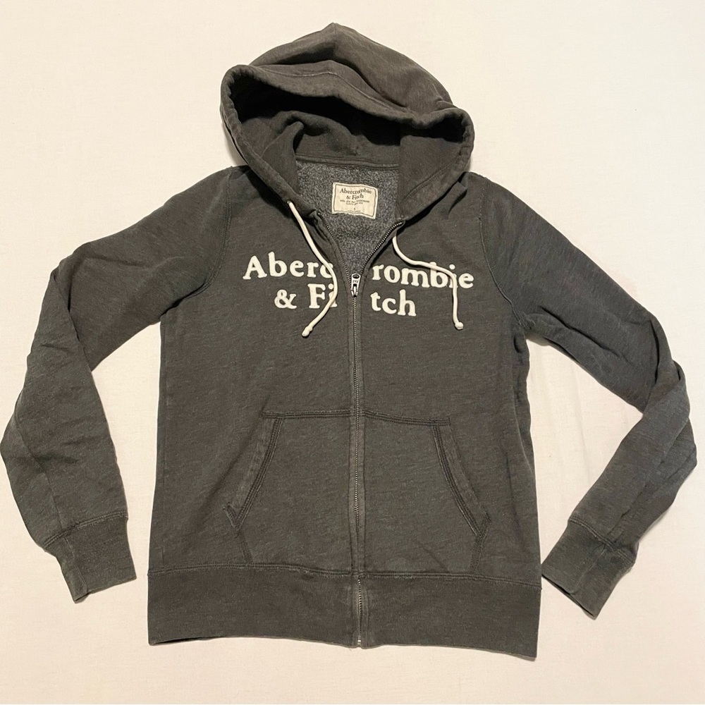 Abercrombie Fitch Sweatshirt Womens Small Zip Up Hoodie Embroidered